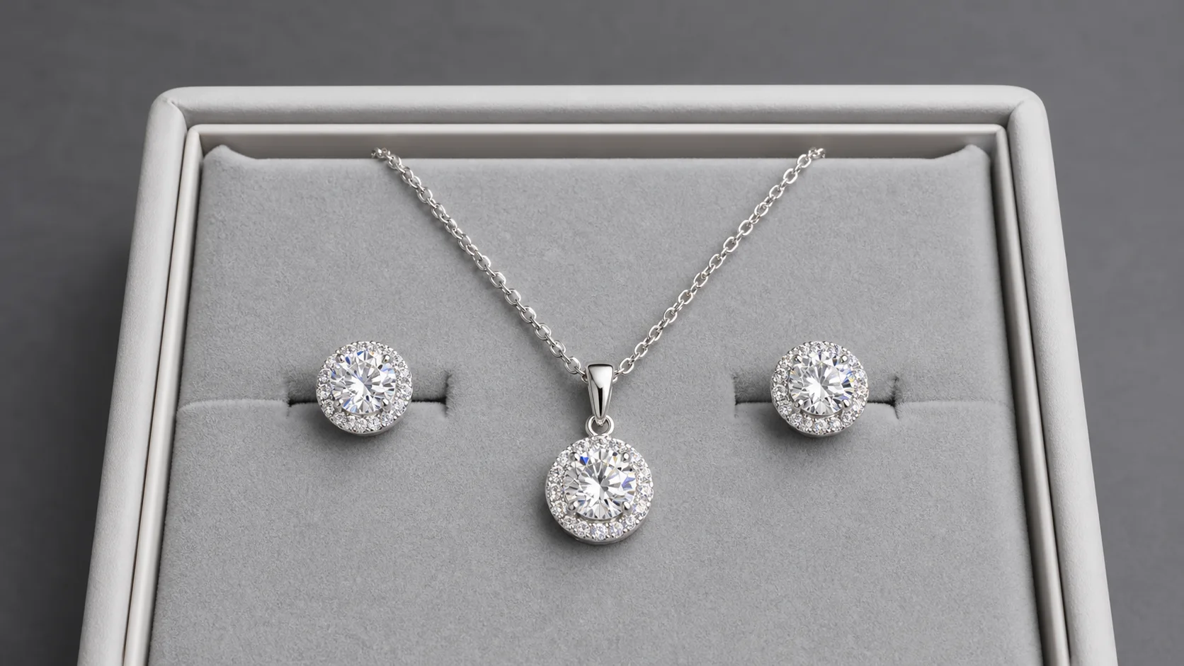 Set de muestra OEM con dije y aretes de moissanita en plata 925