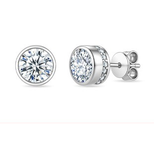 Gold tone moissanite stud earrings - AME-2026-009