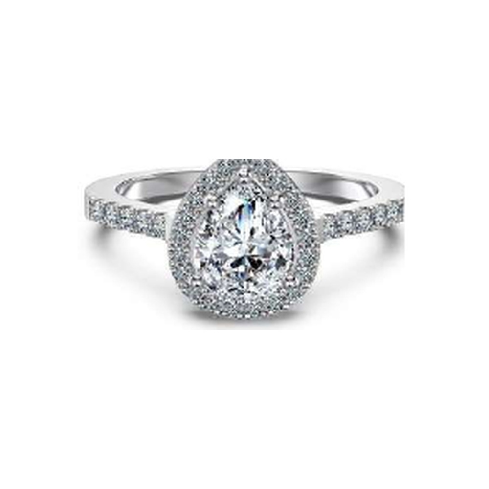 Pear halo moissanite engagement ring - DO120070-S-W-WH#7