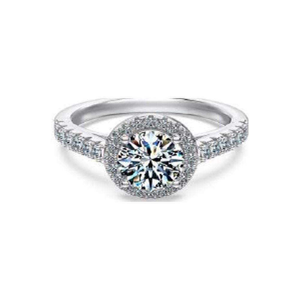 Round halo moissanite ring - DO120072-S-W-WH#7