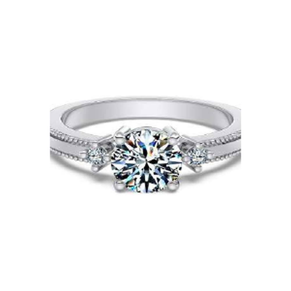 Classic round moissanite bridal ring - DO120074-S-W-WH#7