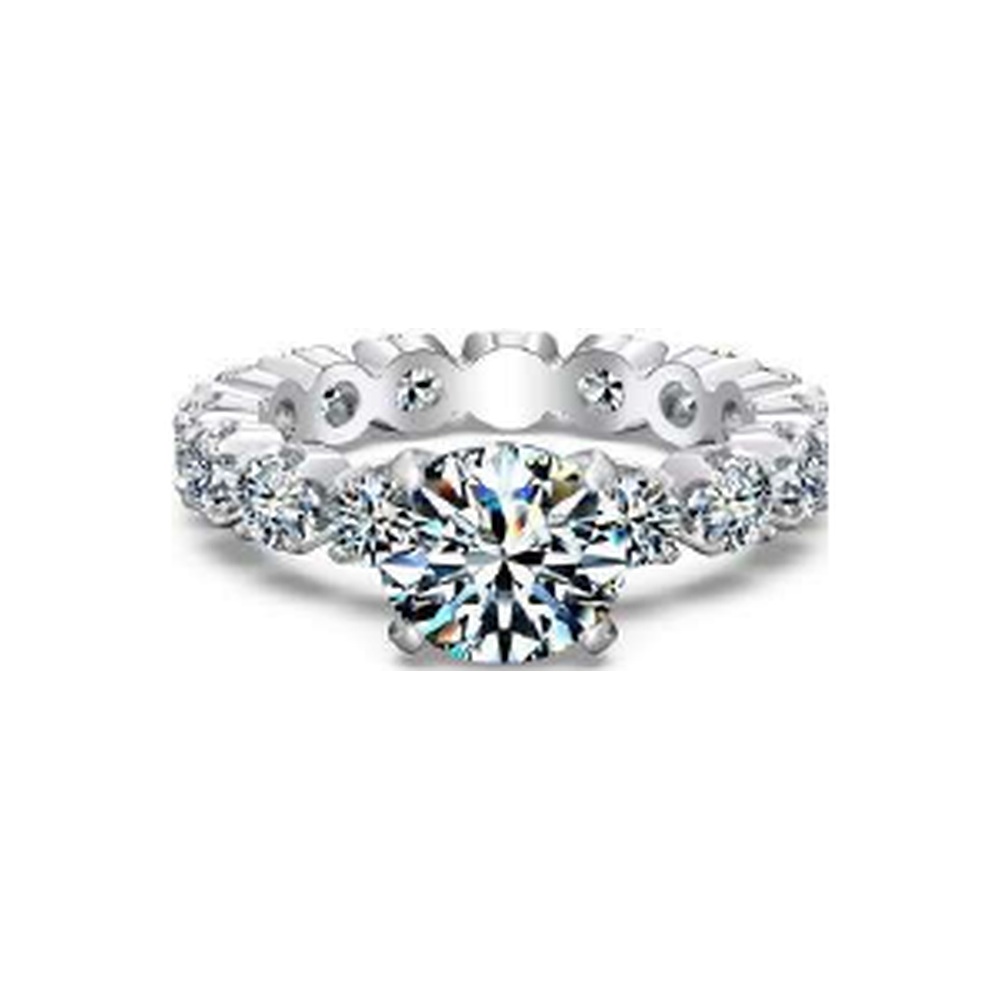 Round moissanite wide band ring - DO120075-S-W-WH#7