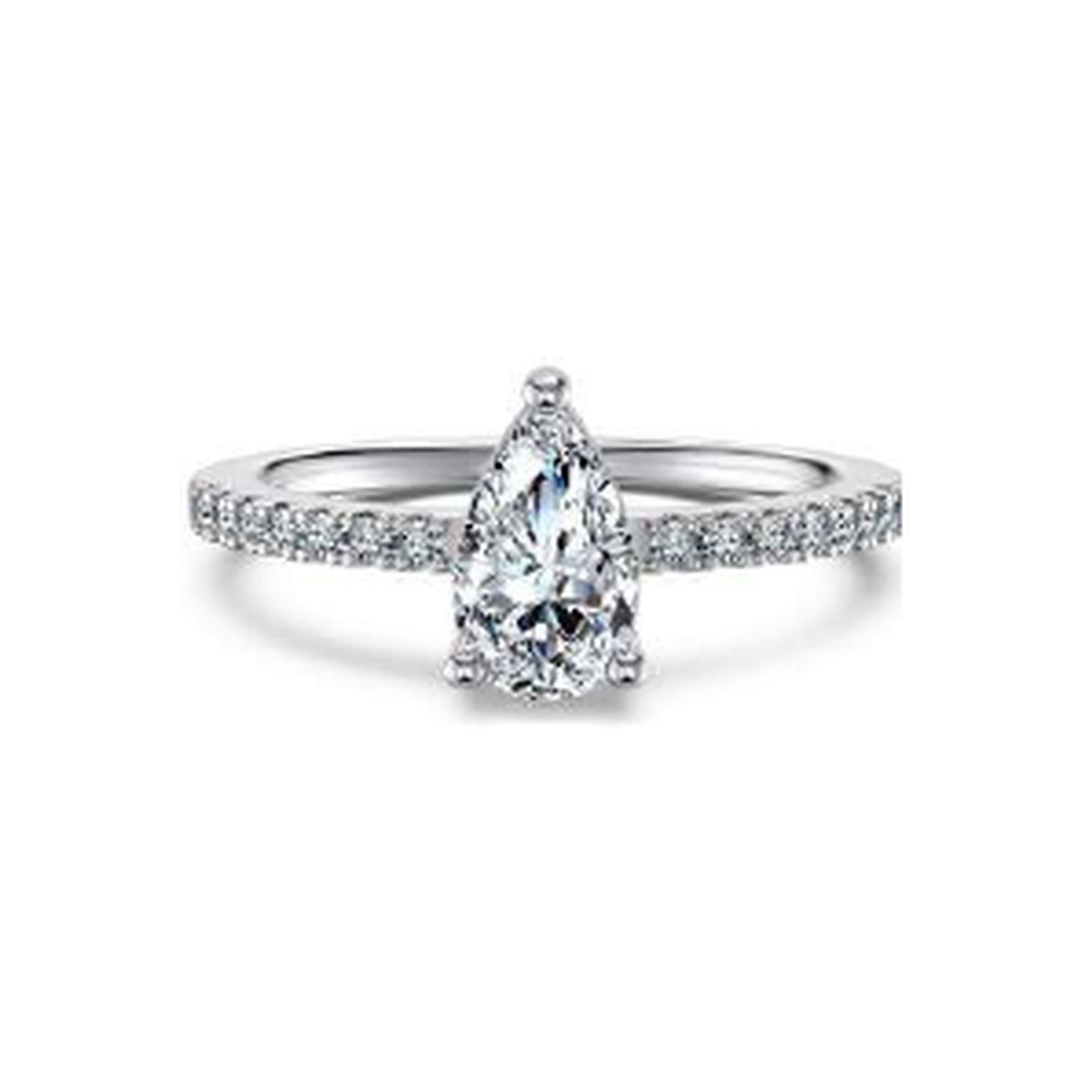 Pear cut moissanite slim ring - DO120077-S-W-WH#7