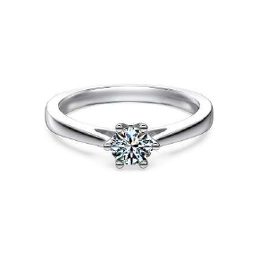 Minimal round moissanite promise ring - DO120078-S-W-WH#7