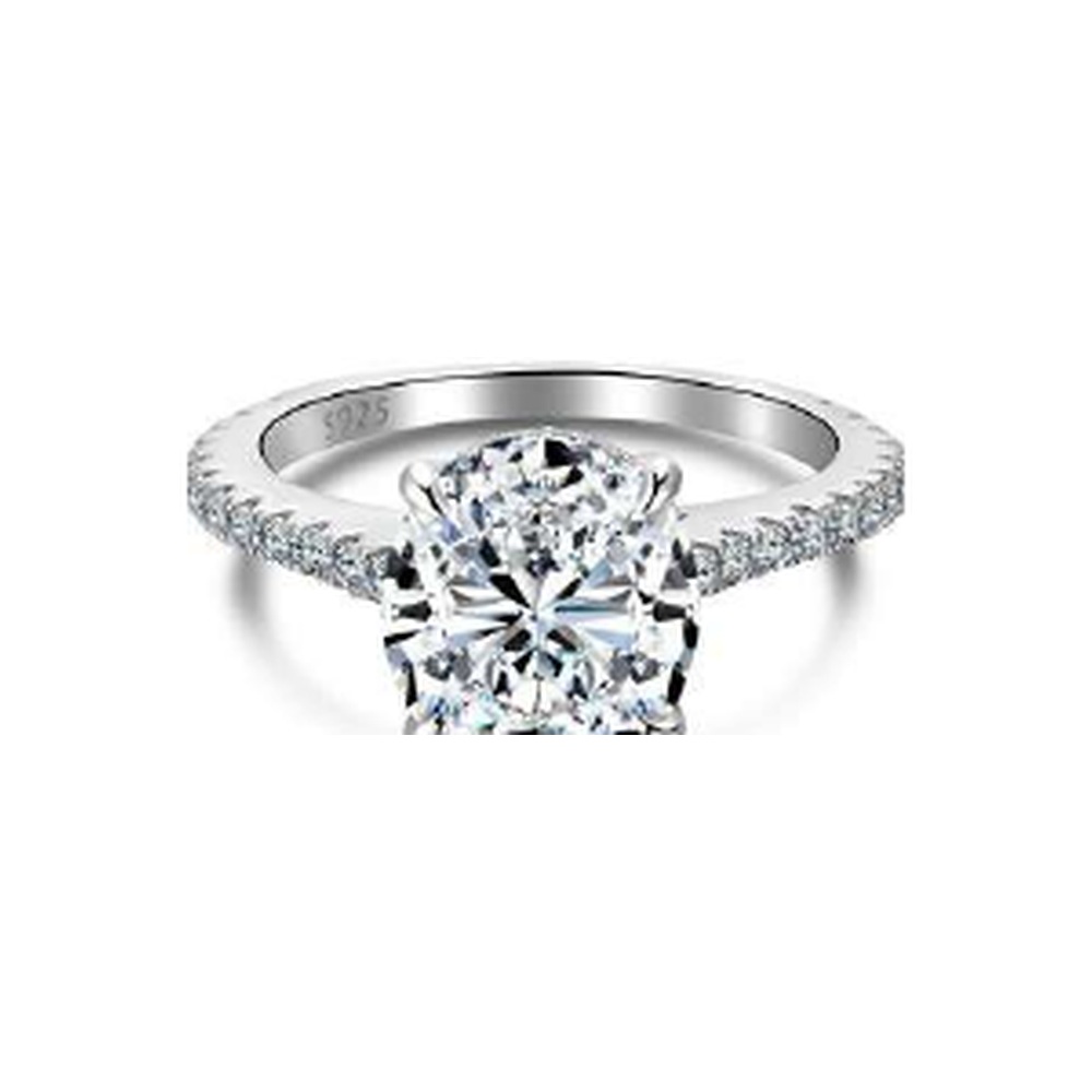 Large cushion moissanite statement ring - DO120079-S-W-WH#7