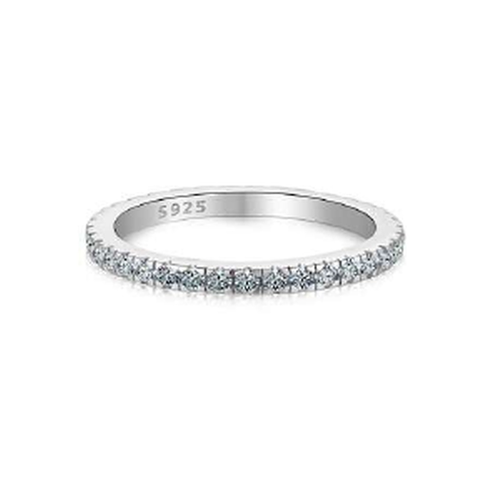 Micro pave silver band ring - DO120080-S-W-WH#7