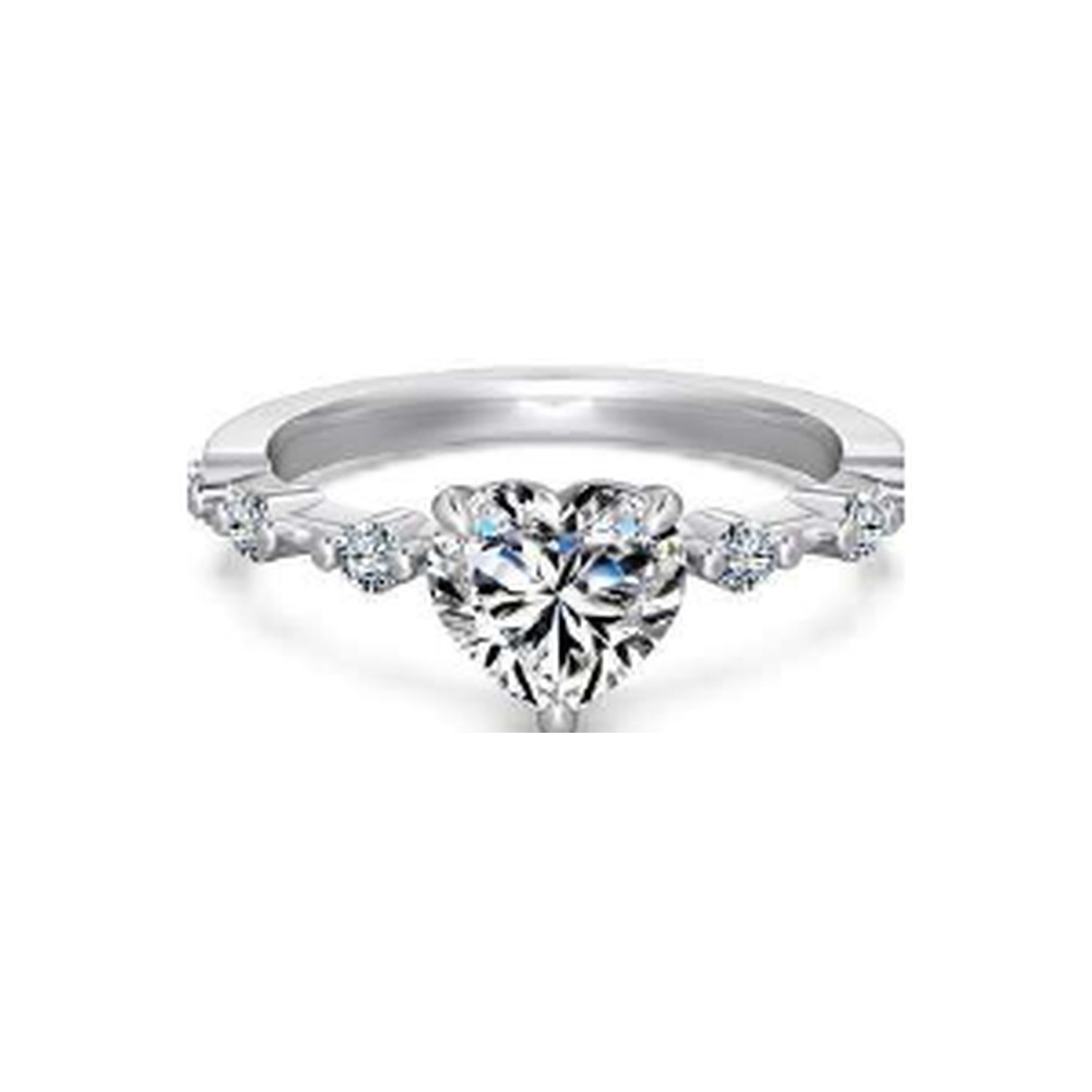 Princess cut moissanite accent ring - DO120076-S-W-WH#7