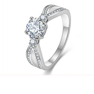 Three stone moissanite silver ring - AMR-2026-055