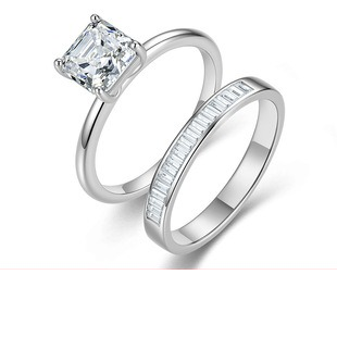Three stone moissanite silver ring - AMR-2026-075