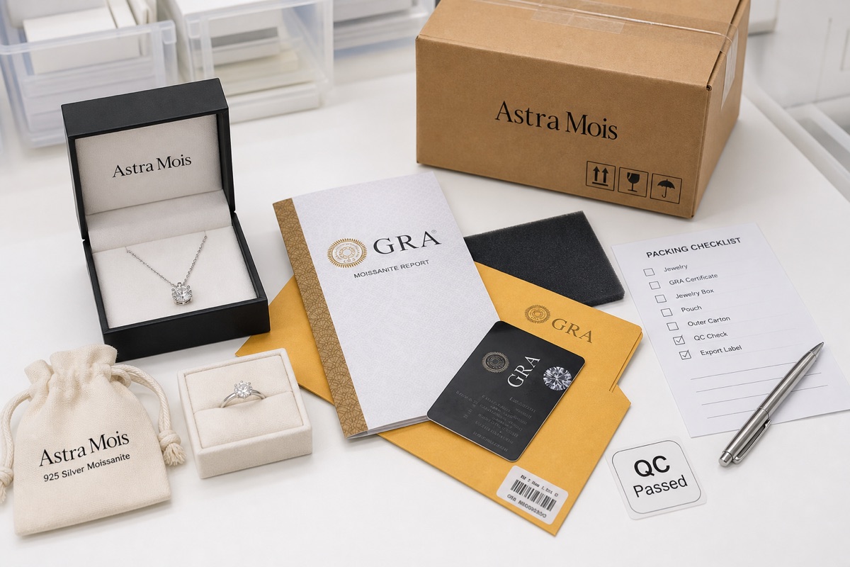 Export packing - Astra Mois moissanite jewelry factory