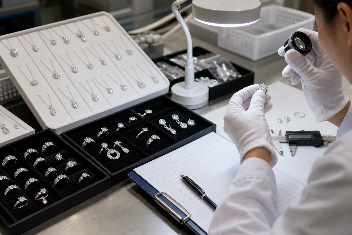 Final inspection - Astra Mois moissanite jewelry factory