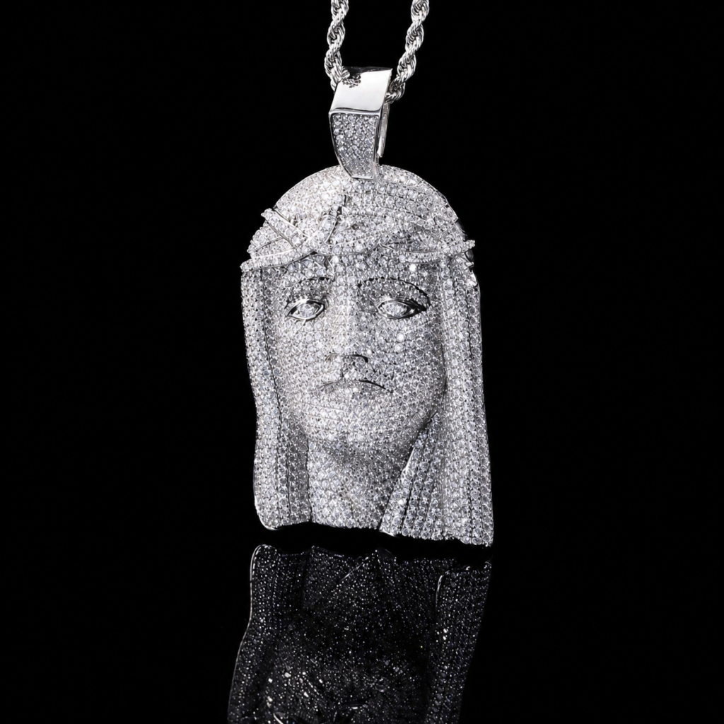 Product image: Full Iced Portrait Moissanite Pendant