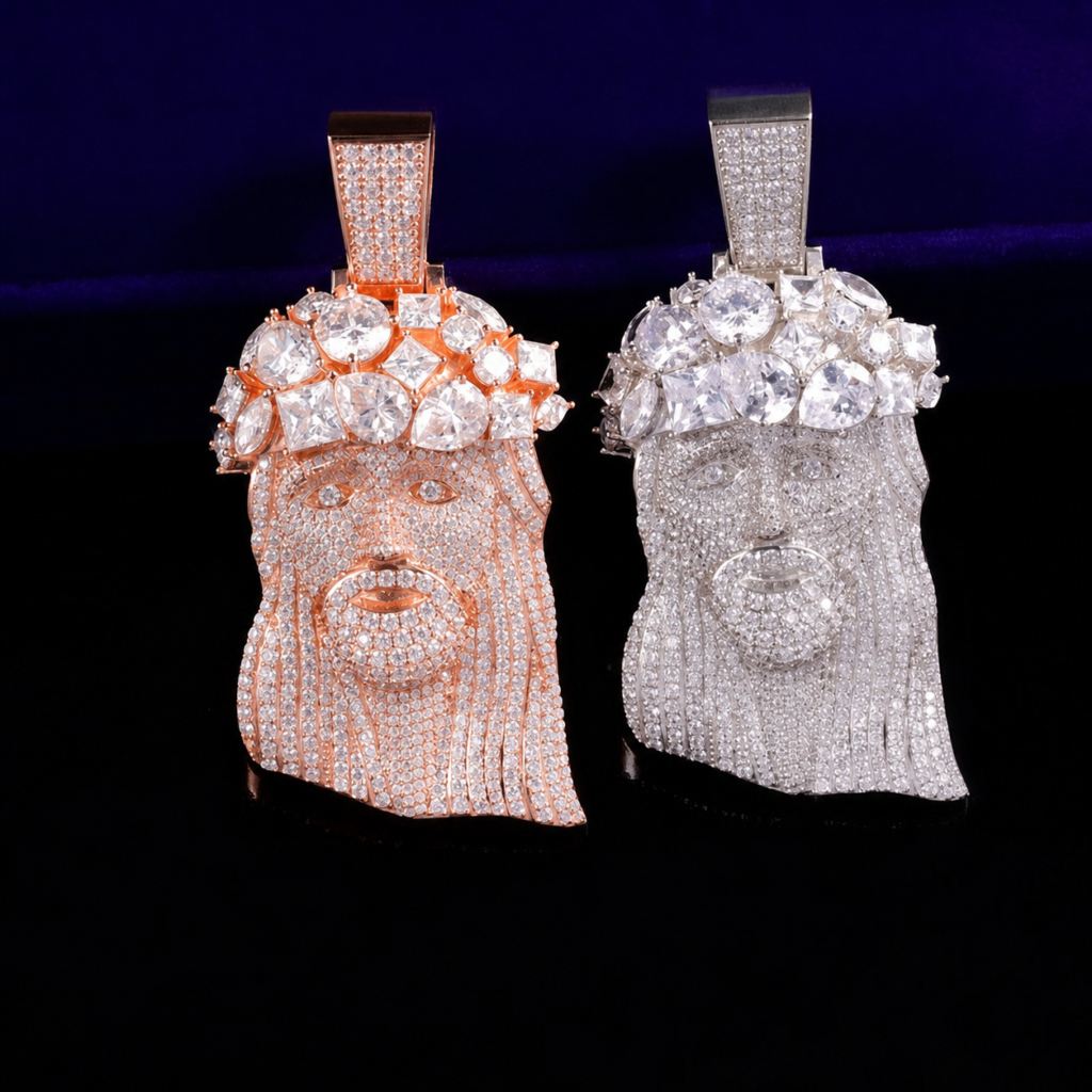 Product image: Crown Portrait Iced Moissanite Pendant