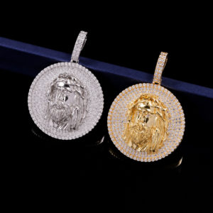 Round Jesus Medallion Moissanite Pendant