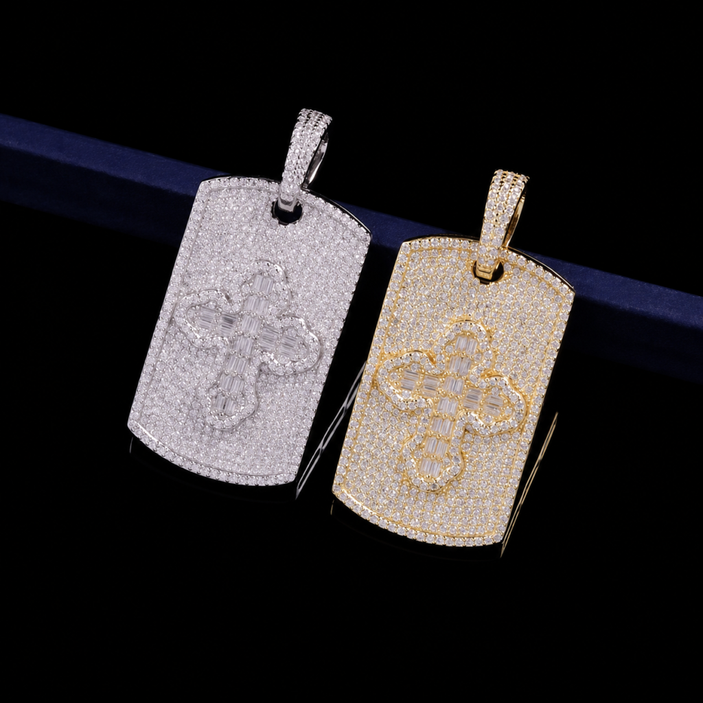 Product image: Pavé Dog Tag Cross Pendant