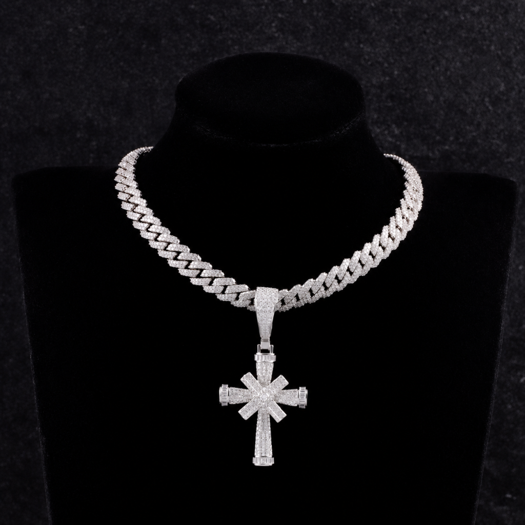 Product image: Cuban Chain Starburst Cross Pendant