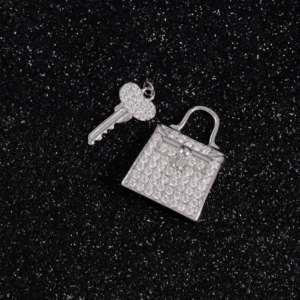 Key and Padlock Moissanite Charm Set