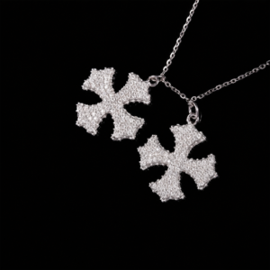 Textured Maltese Cross Moissanite Pendant Set