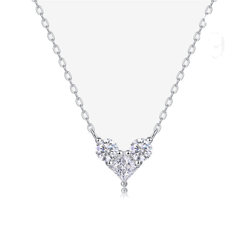 Product image: Rectangular Pavé Moissanite Pendant Necklace, 925 Sterling Silver | NK-030