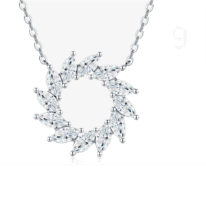 Open Circle Floral Moissanite Necklace, 925 Sterling Silver | NK-032