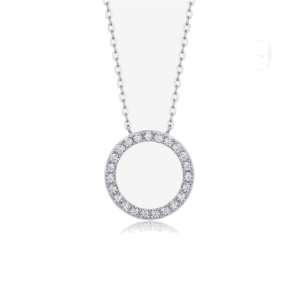 Open Circle Pavé Moissanite Pendant Necklace, 925 Sterling Silver | NK-034
