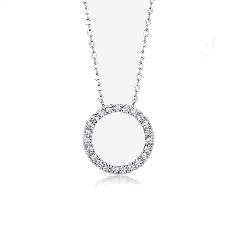 Product image: Open Circle Pavé Moissanite Pendant Necklace, 925 Sterling Silver | NK-034
