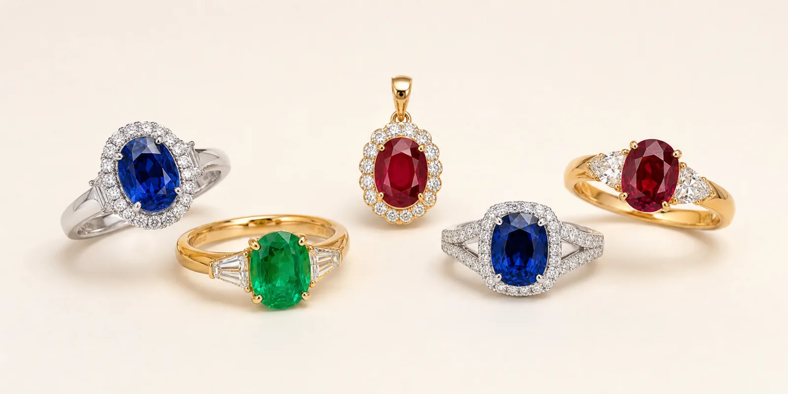Custom lab-grown colored gemstone jewelry in 925 sterling silver by Astra Mois
